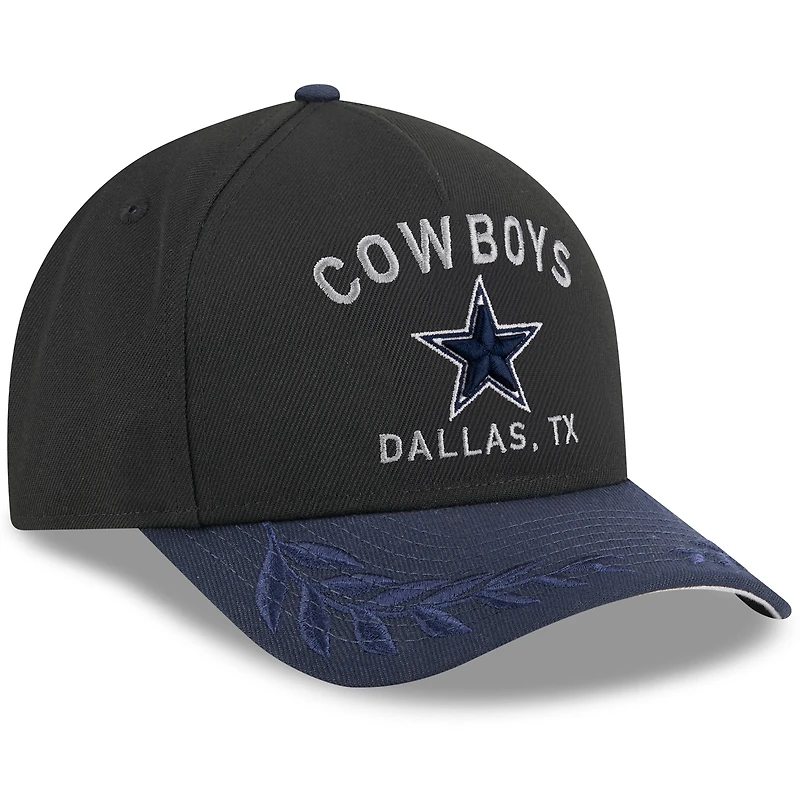 Men's New Era Black/Navy Dallas Cowboys 2025 NFL Draft 9FORTY M-Crown A-Frame Adjustable Hat