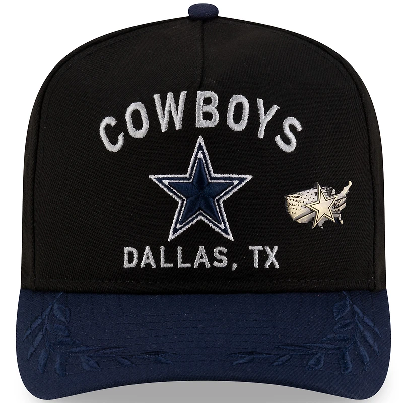 Men's New Era Black/Navy Dallas Cowboys 2025 NFL Draft On Stage A-Frame 59FIFTY Fitted Hat