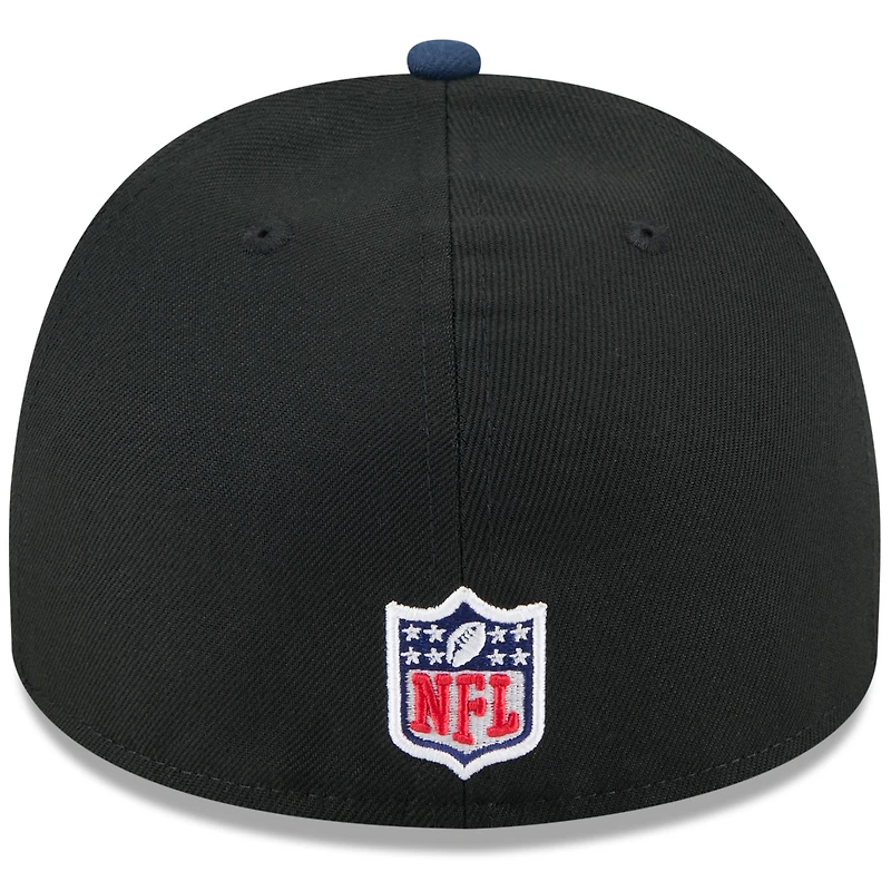 Men's New Era Black/Navy Dallas Cowboys 2025 NFL Draft On Stage A-Frame 59FIFTY Fitted Hat