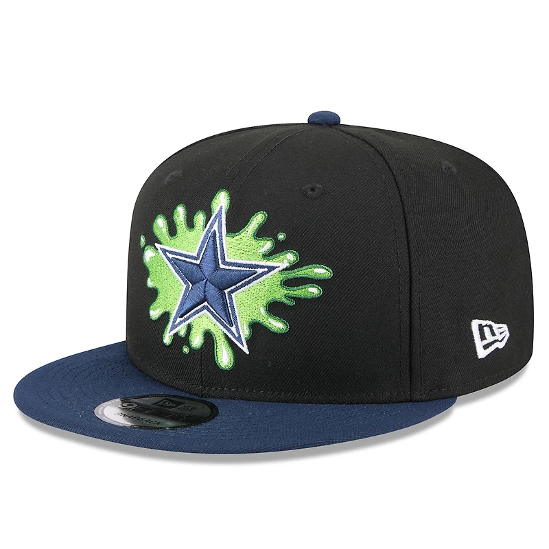 Men's New Era Black/Navy Dallas Cowboys Nickelodeon Slime 9FIFTY Snapback Hat