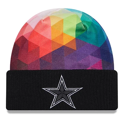 Bonnet en tricot à revers NFL Crucial Catch New Era noir Dallas Cowboys 2023 pour hommes