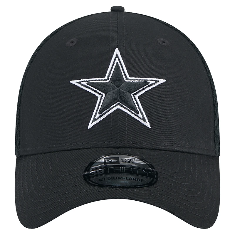 Casquette flexible 39THIRTY noire des Dallas Cowboys New Era pour hommes