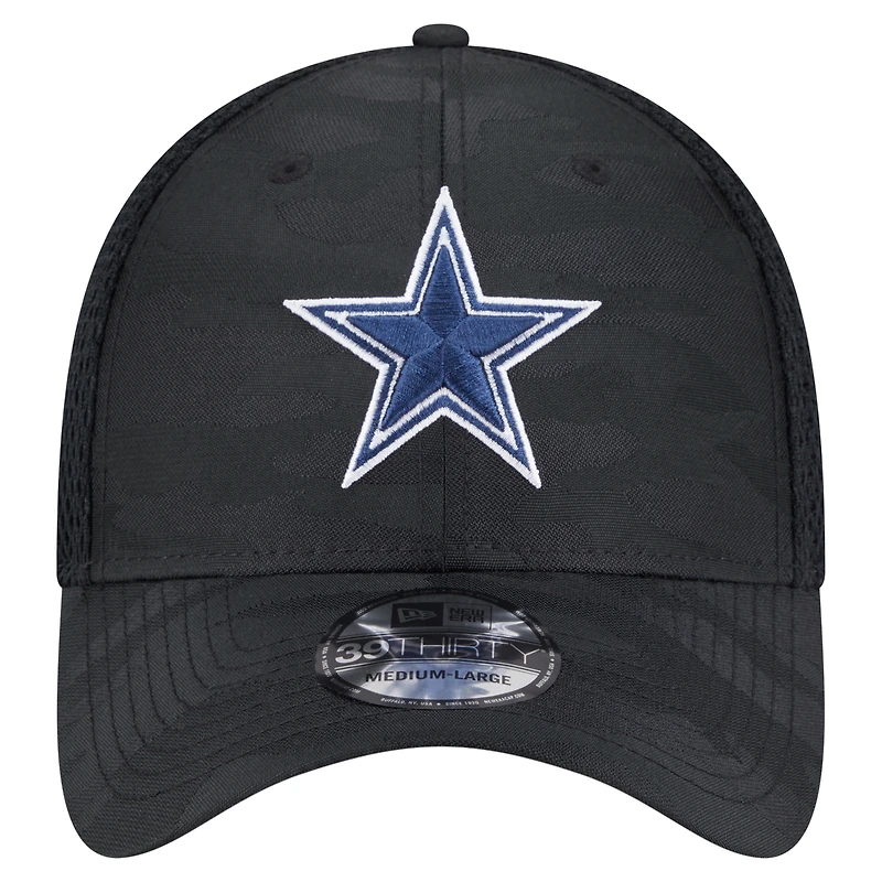 Casquette 39THIRTY Flex noire à motif camouflage actif Dallas Cowboys de New Era pour homme