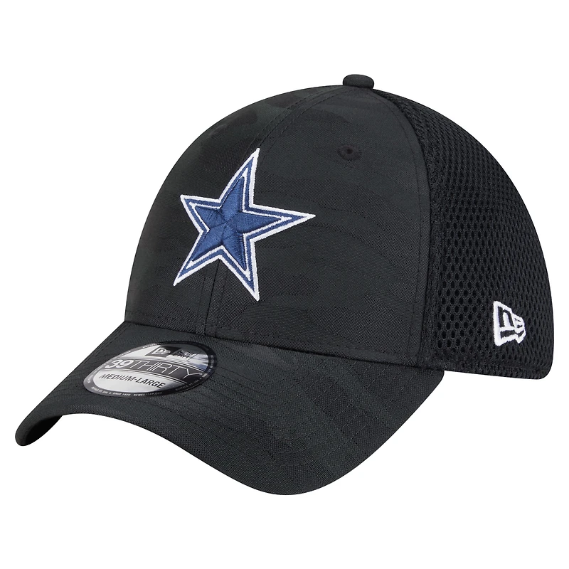 Casquette 39THIRTY Flex noire à motif camouflage actif Dallas Cowboys de New Era pour homme