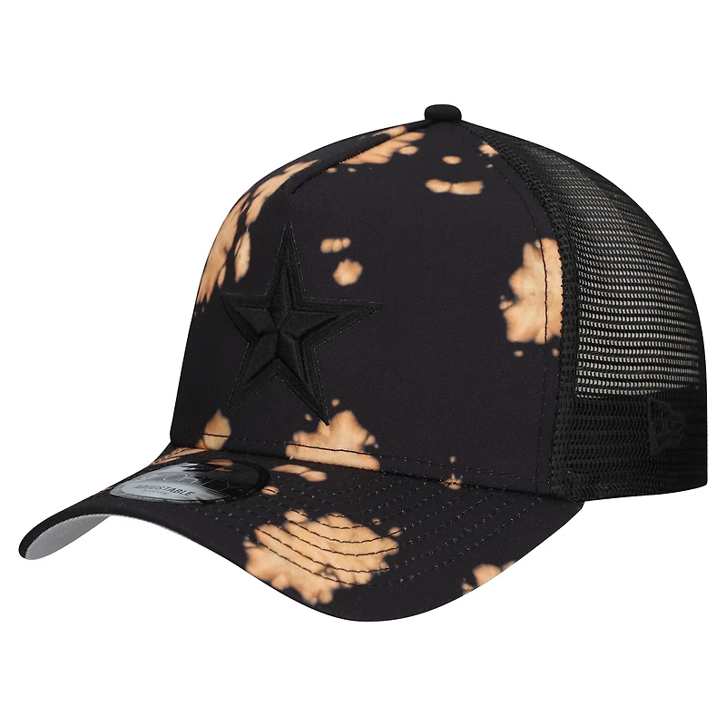 Men's New Era Black Dallas Cowboys Bleached 9FORTY A-Frame Adjustable Hat