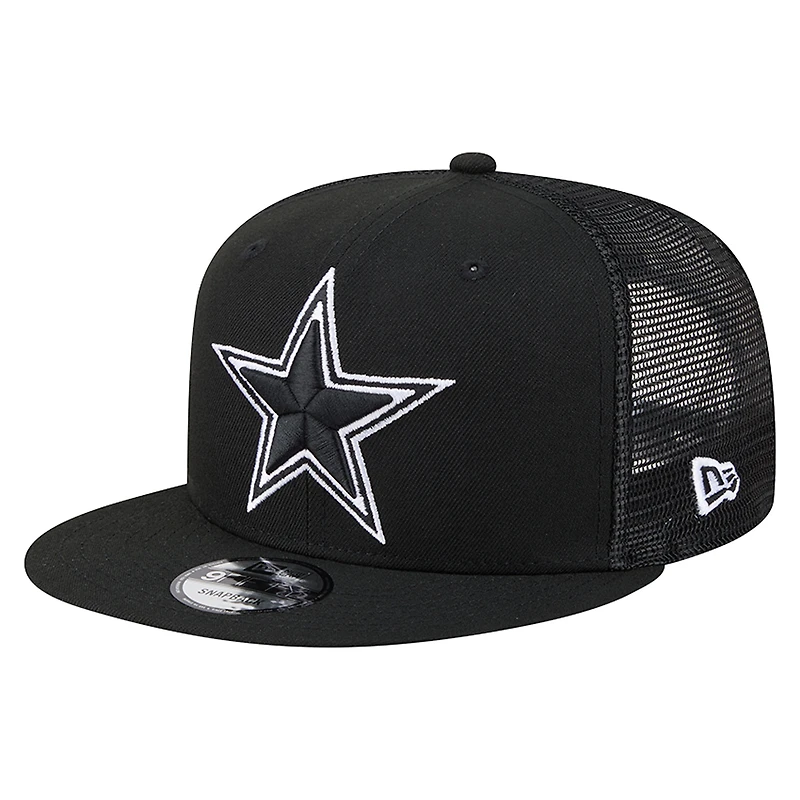 Casquette trucker snapback New Era 9FIFTY Main Dallas Cowboys noire pour homme