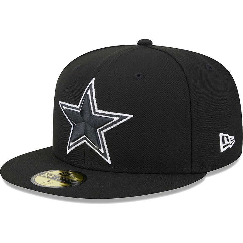 Casquette ajustée 59FIFTY pour hommes des Dallas Cowboys New Era noire avec écusson principal