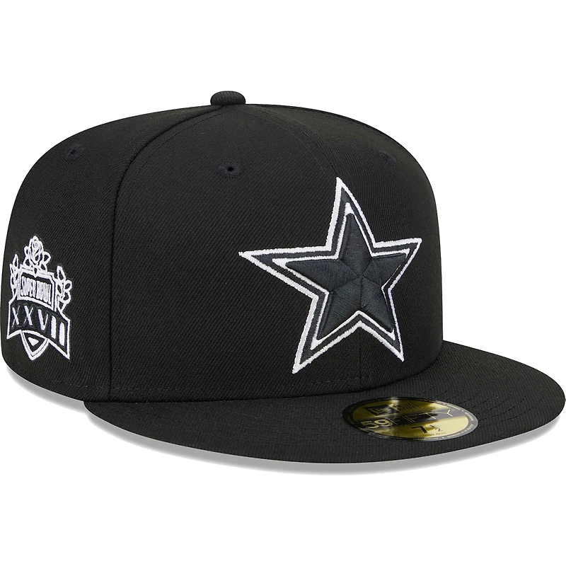 Casquette ajustée 59FIFTY pour hommes des Dallas Cowboys New Era noire avec écusson principal