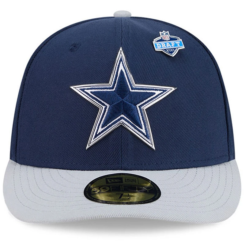 Casquette New Era 59FIFTY pré-courbée pour homme, bleue et argentée, Dallas Cowboys, Draft NFL 2026