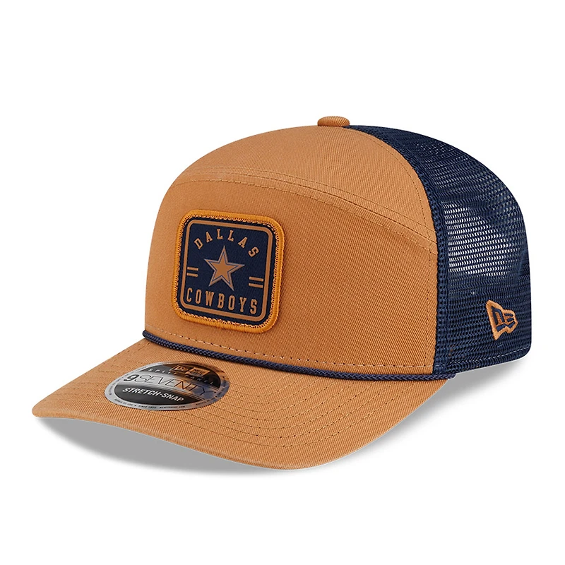 Casquette trucker ajustable New Era 9SEVENTY marron/marine à écusson des Dallas Cowboys pour homme