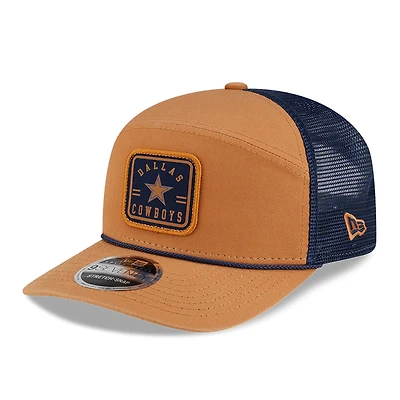 Casquette trucker ajustable New Era 9SEVENTY marron/marine à écusson des Dallas Cowboys pour homme