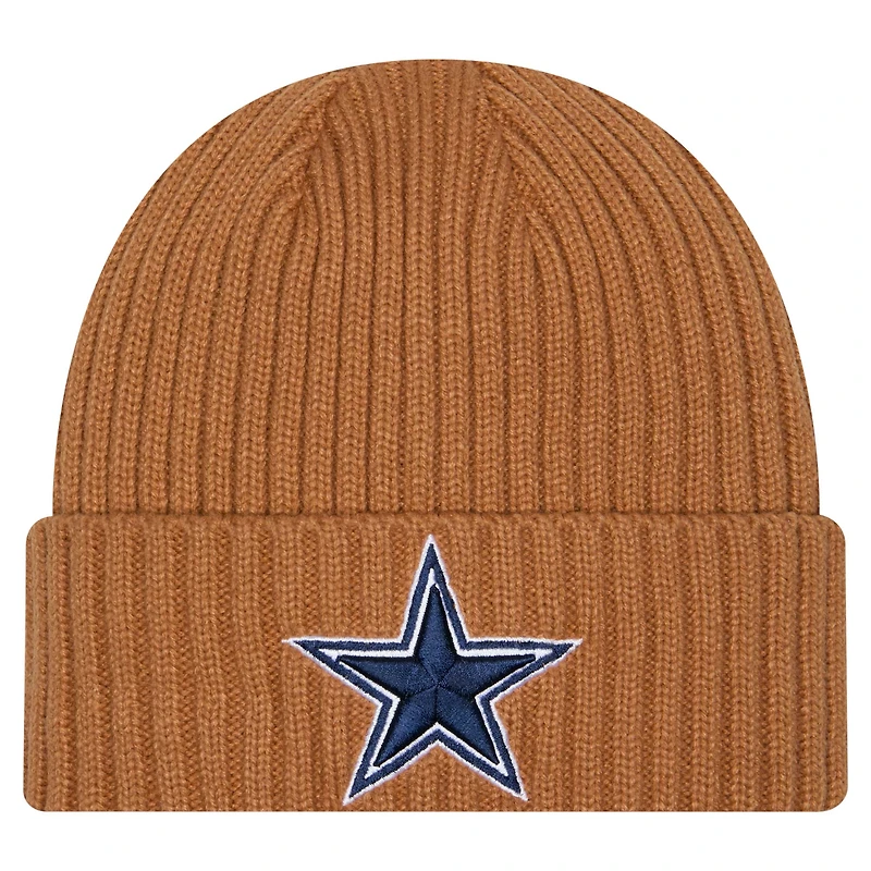 Bonnet tricoté à revers Dallas Cowboys marron pour homme New Era Color Pack