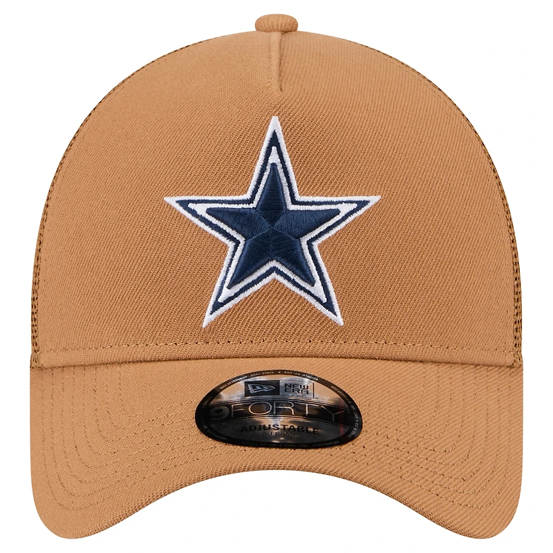 Casquette ajustable 9FORTY en forme de A avec patch latéral et pack de couleurs marron des Cowboys de Dallas de New Era pour homme