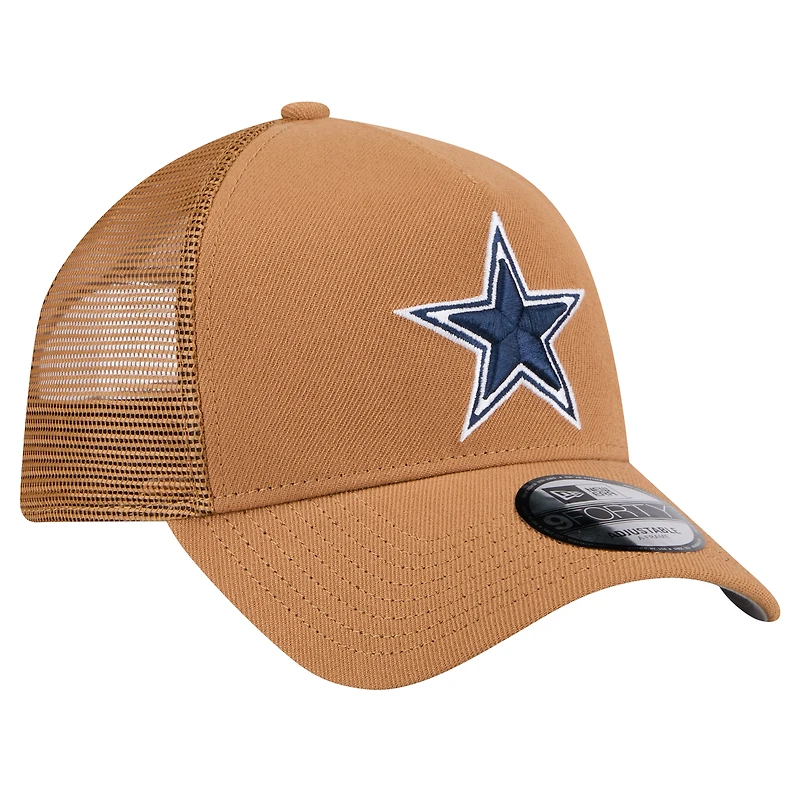 Casquette ajustable 9FORTY en forme de A avec patch latéral et pack de couleurs marron des Cowboys de Dallas de New Era pour homme