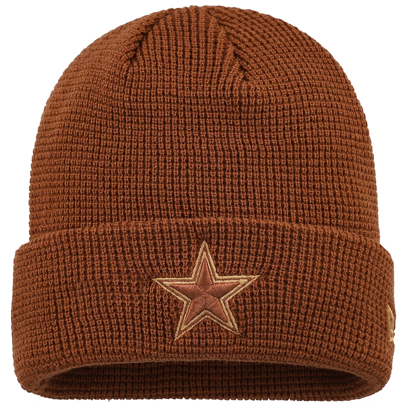 Bonnet en tricot gaufré à revers Dallas Cowboys Tiramasu marron New Era pour homme