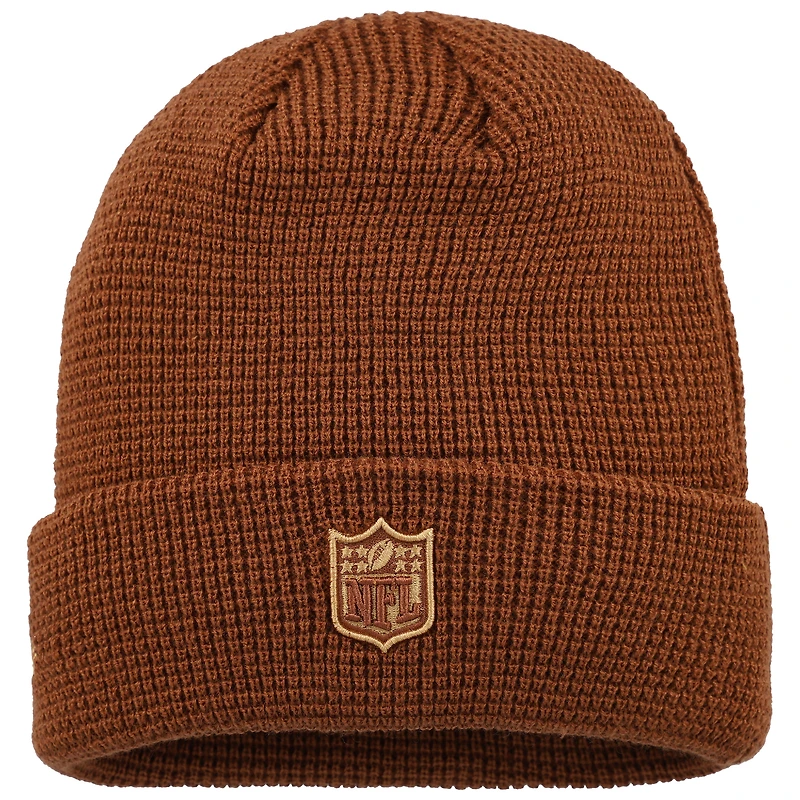 Bonnet en tricot gaufré à revers Dallas Cowboys Tiramasu marron New Era pour homme