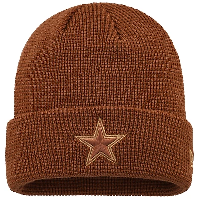 Bonnet en tricot gaufré à revers Dallas Cowboys Tiramasu marron New Era pour homme