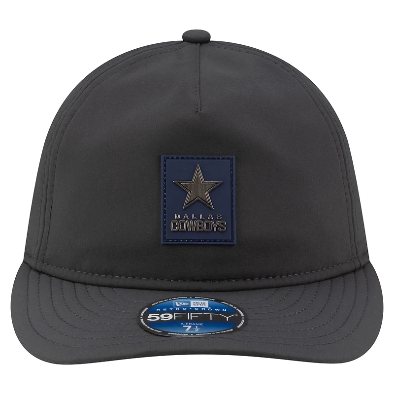 Men's New Era Charcoal Dallas Cowboys 2025 Sideline Cold Weather Retro Crown 59FIFTY Fitted Hat