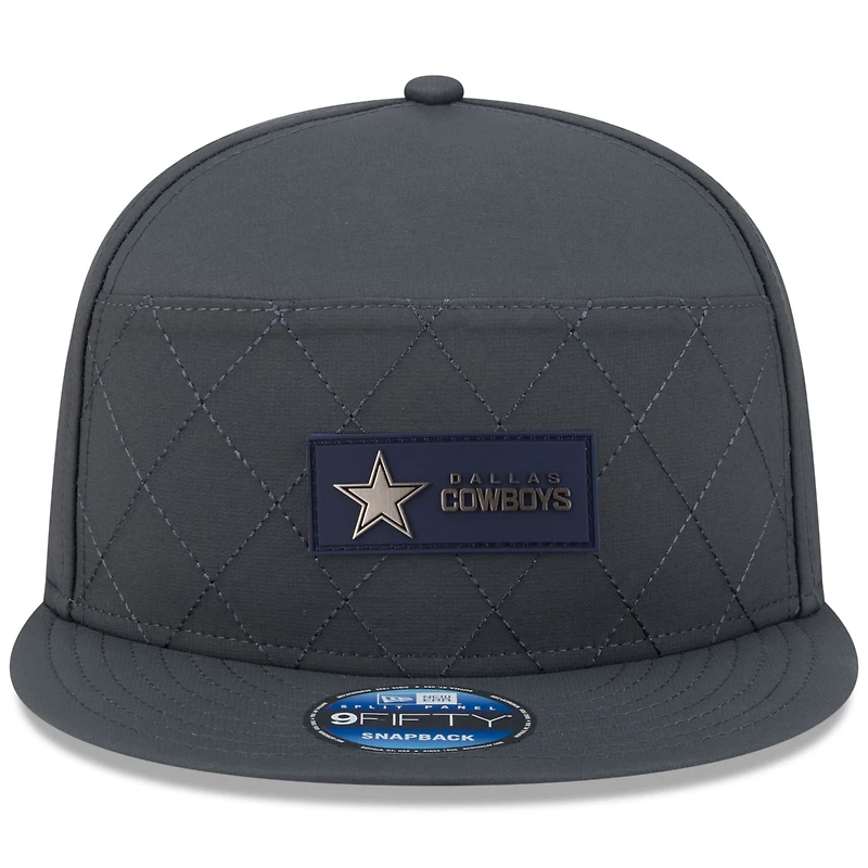 Casquette snapback 9FIFTY à panneau fendu latéral New Era anthracite Dallas Cowboys 2025 pour homme
