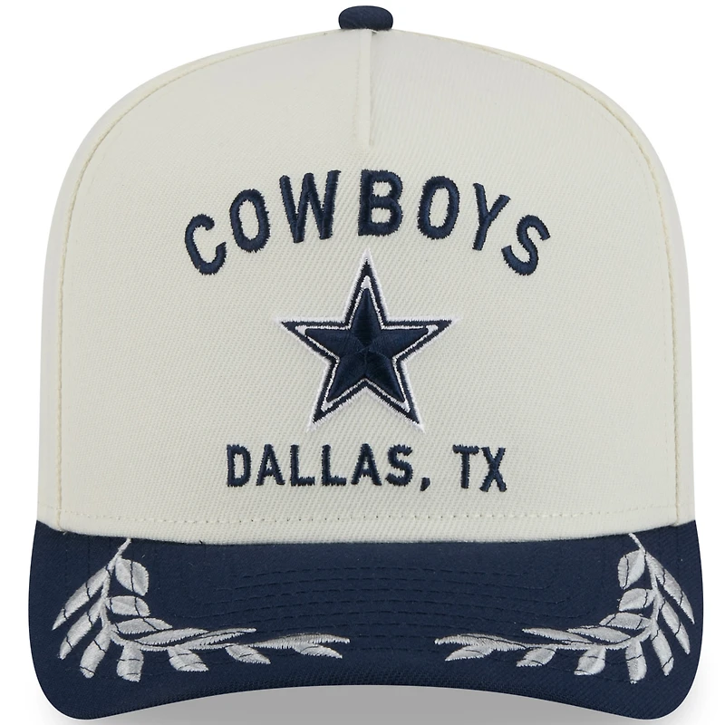 Casquette snapback 9FIFTY A-Frame New Era crème/bleu marine pour homme, Dallas Cowboys, draft NFL 2025