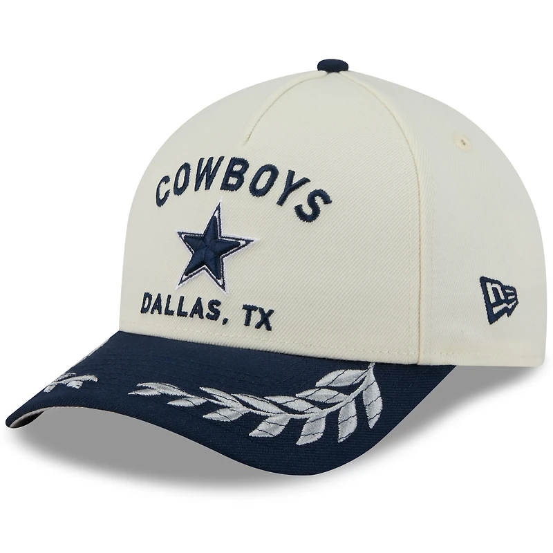 Men's New Era Cream/Navy Dallas Cowboys 2025 NFL Draft 9FORTY M-Crown A-Frame Adjustable Hat