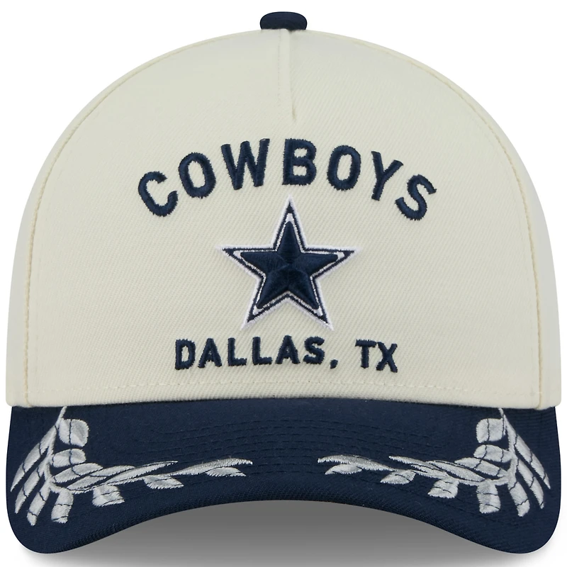 Men's New Era Cream/Navy Dallas Cowboys 2025 NFL Draft 9FORTY M-Crown A-Frame Adjustable Hat