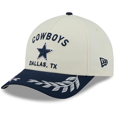 Men's New Era Cream/Navy Dallas Cowboys 2025 NFL Draft 9FORTY M-Crown A-Frame Adjustable Hat