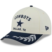 Men's New Era Cream/Navy Dallas Cowboys 2025 NFL Draft 9FORTY M-Crown A-Frame Adjustable Hat