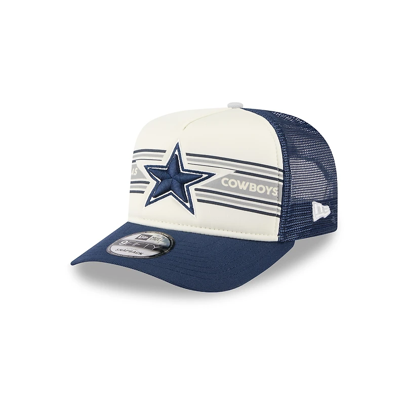 Casquette snapback 9FIFTY à motif drapeau des Cowboys de Dallas New Era pour homme, crème/bleu marine