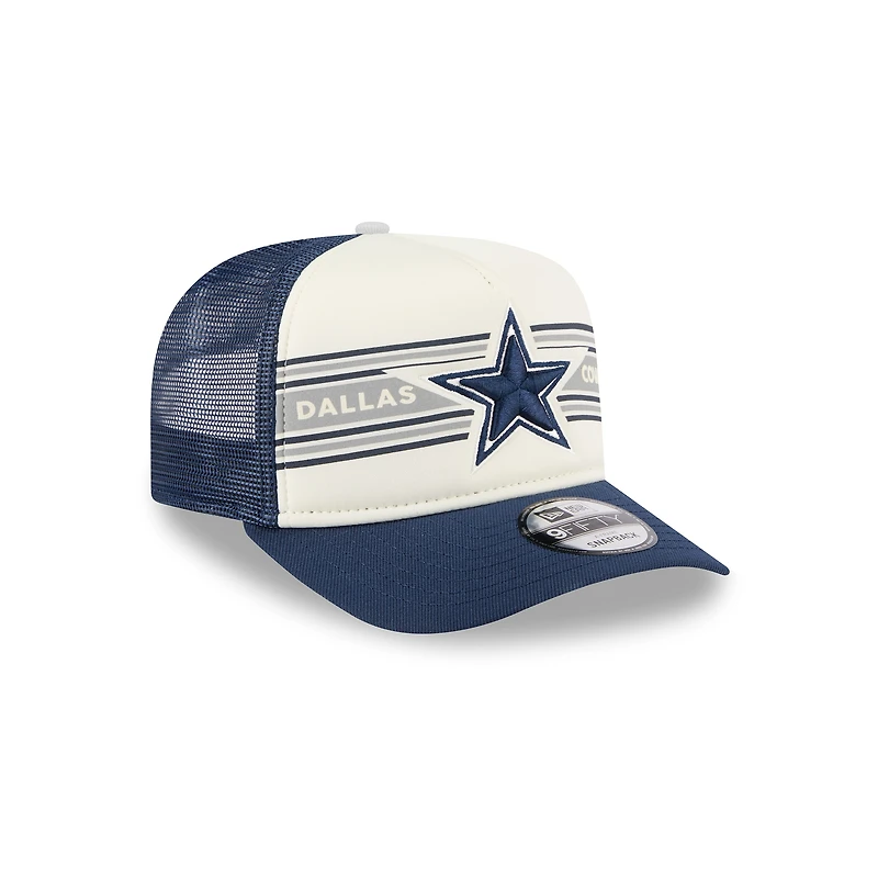 Casquette snapback 9FIFTY à motif drapeau des Cowboys de Dallas New Era pour homme, crème/bleu marine