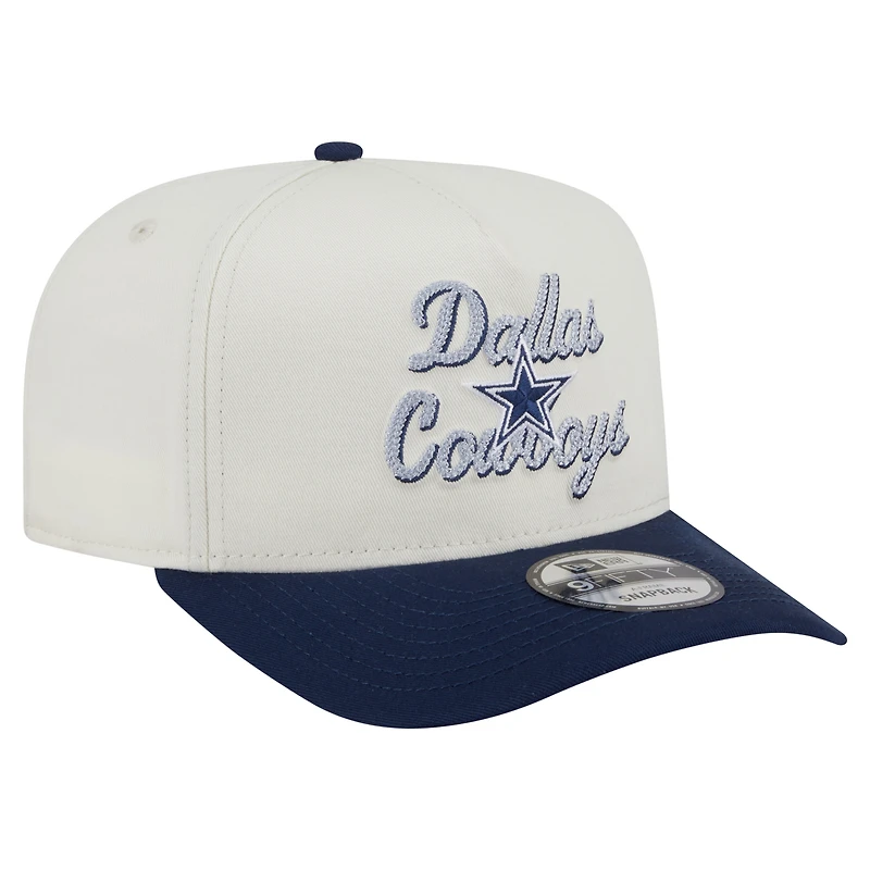Casquette ajustable 9FIFTY à motif chaînette New Era pour homme, crème/bleu marine, des Cowboys de Dallas