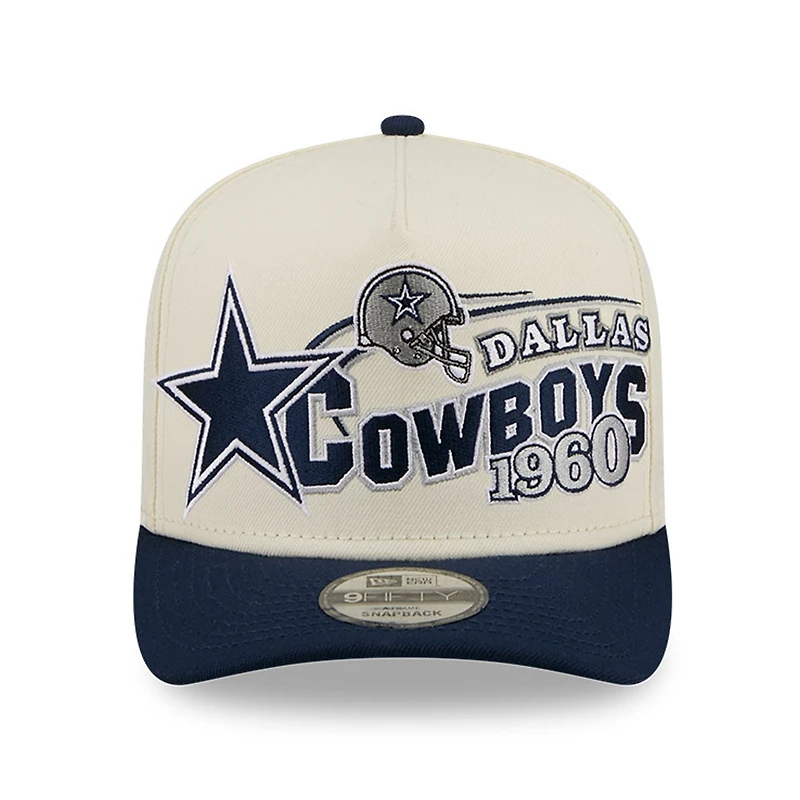 Casquette ajustable New Era crème/marine Dallas Cowboys Classic A-Frame 9FIFTY pour homme