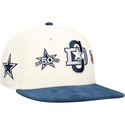 Casquette ajustée 59FIFTY en velours côtelé Dallas Cowboys de New Era pour homme, couleur crème/bleu marine
