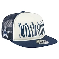 Casquette à visière plate New Era 9FIFTY à découpes crème/bleu marine des Cowboys de Dallas pour homme