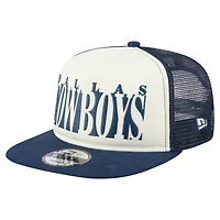 Men's New Era Cream/Navy Dallas Cowboys Cutout A-Frame 9FIFTY Snapback Hat