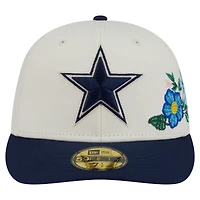Men's New Era Cream/Navy Dallas Cowboys Tonal Florals 59FIFTY Fitted Hat