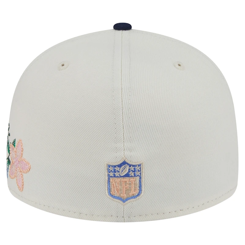 Men's New Era Cream/Navy Dallas Cowboys Tonal Florals 59FIFTY Fitted Hat