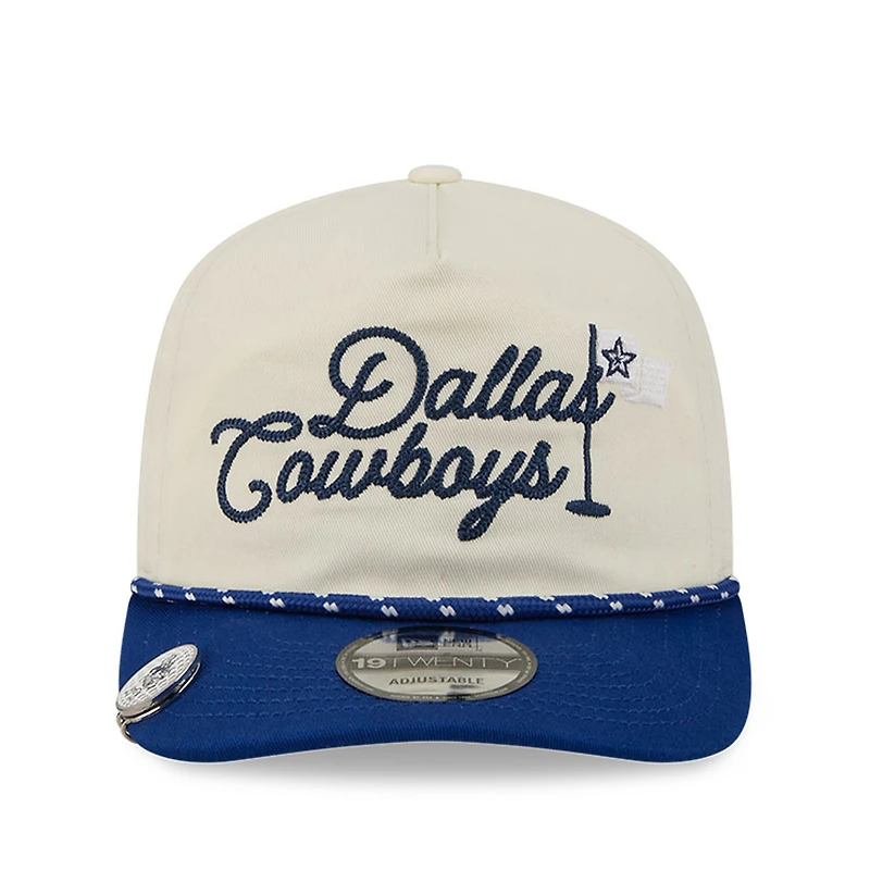 Men's New Era Cream/Royal Dallas Cowboys Golf Flag 19TWENTY Adjustable Hat