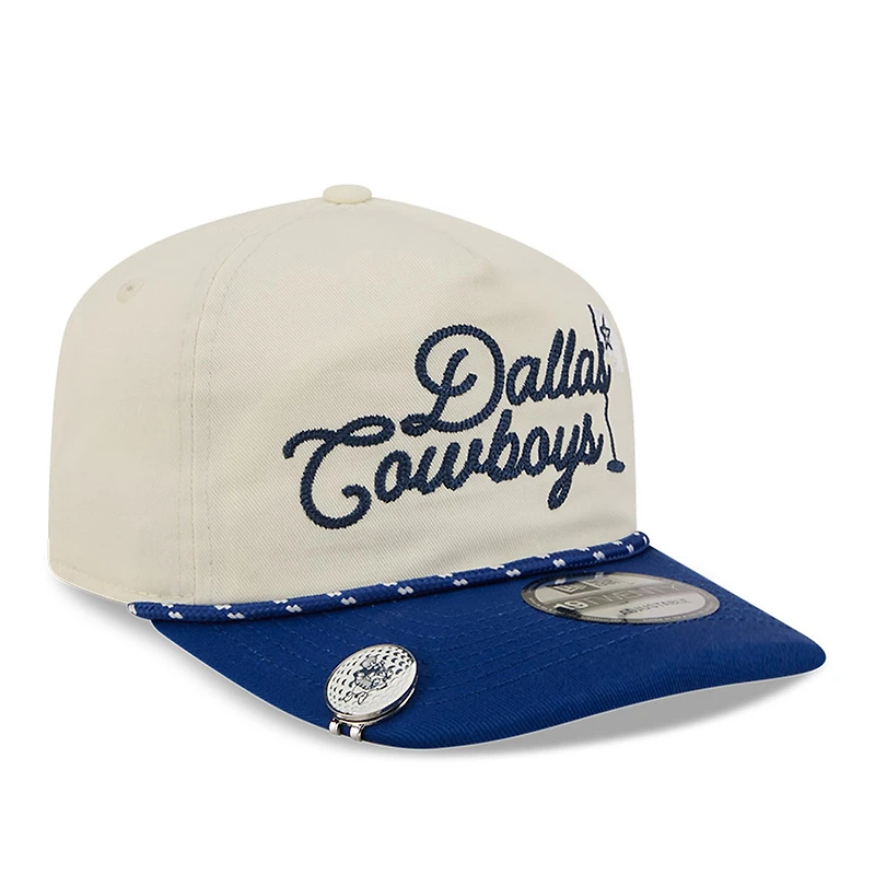 Men's New Era Cream/Royal Dallas Cowboys Golf Flag 19TWENTY Adjustable Hat