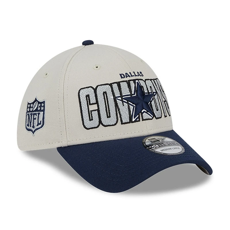 Casquette Flex New Era Dallas Cowboys 2023 NFL Draft 39THIRTY crème pour homme