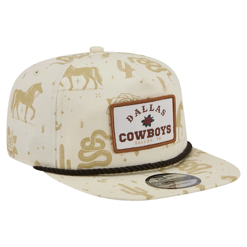 Casquette ajustable New Era 19TWENTY crème Dallas Cowboys Desert Rose pour homme