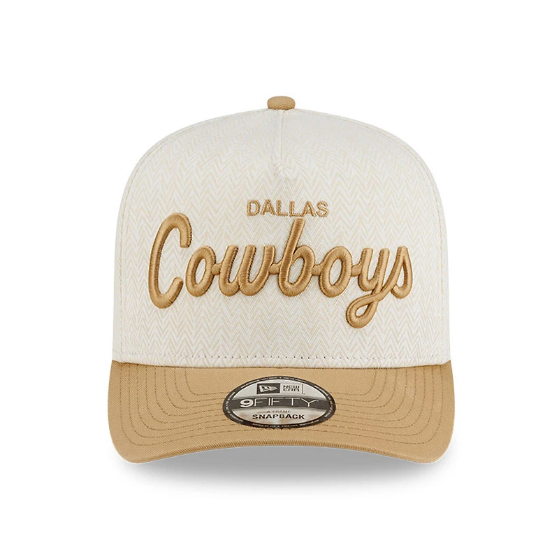 Men's New Era Cream Dallas Cowboys Herringbone 9FIFTY A-Frame Snapback Hat