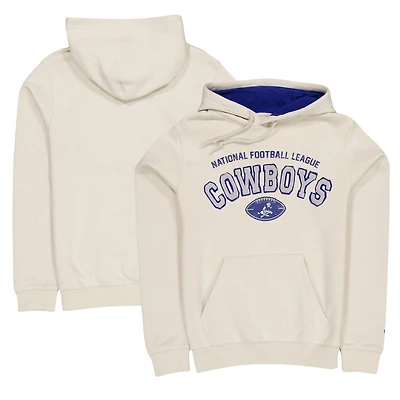 Men's New Era Cream Dallas Cowboys Historic 3rd Down Pullover Hoodie