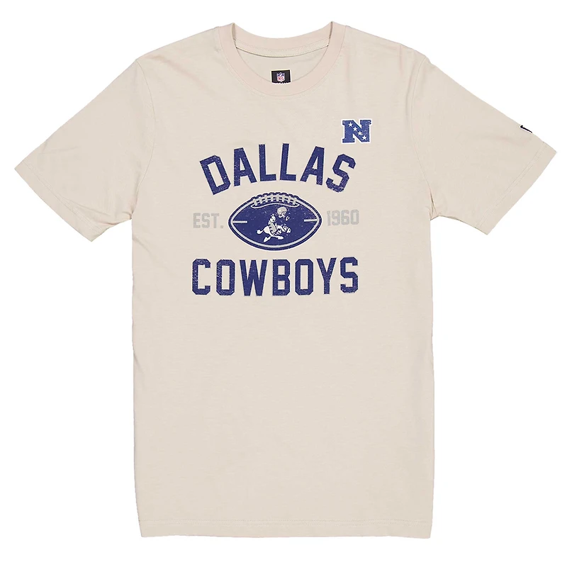 T-shirt historique Dallas Cowboys New Era pour homme, couleur crème