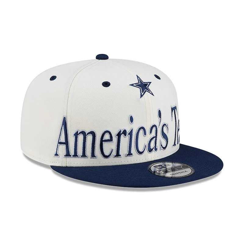 Men's New Era Cream Dallas Cowboys Oversized Slogan 9FIFTY Snapback Hat