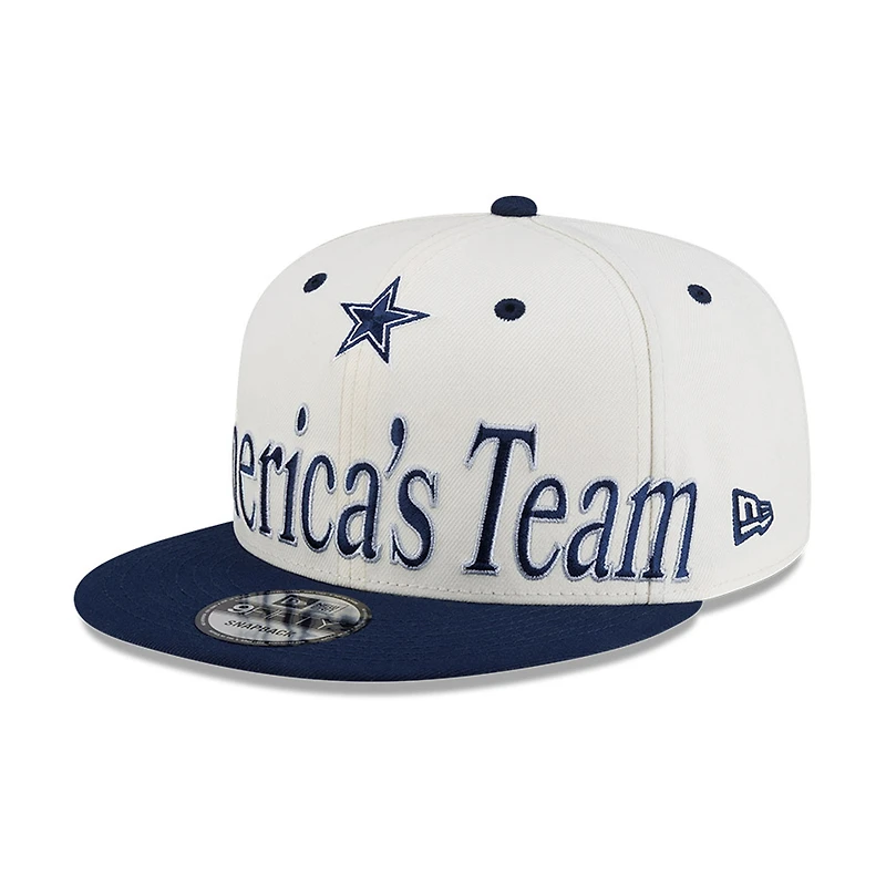 Casquette snapback New Era crème Dallas Cowboys surdimensionnée à slogan 9FIFTY pour homme