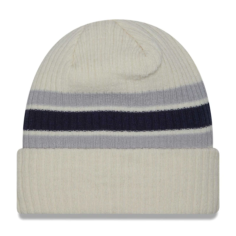 Men's New Era Cream Dallas Cowboys Team Stripe Cuffed Knit Hat
