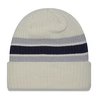Men's New Era Cream Dallas Cowboys Team Stripe Cuffed Knit Hat