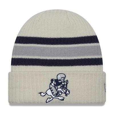 Bonnet en tricot à revers vintage crème Dallas Cowboys New Era pour hommes