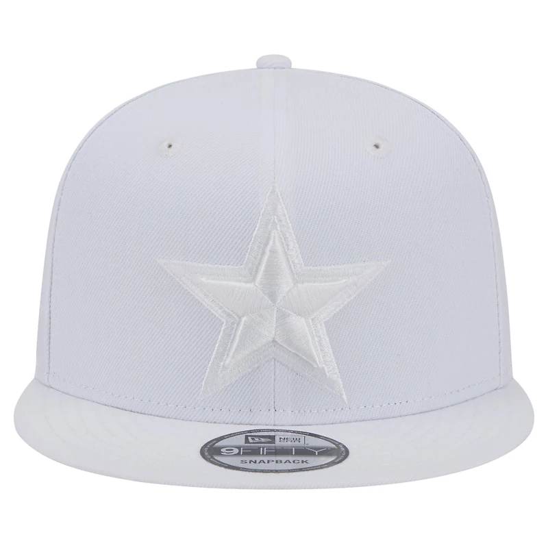Casquette Snapback 9FIFTY Main Blanc sur Blanc New Era Dallas Cowboys pour hommes